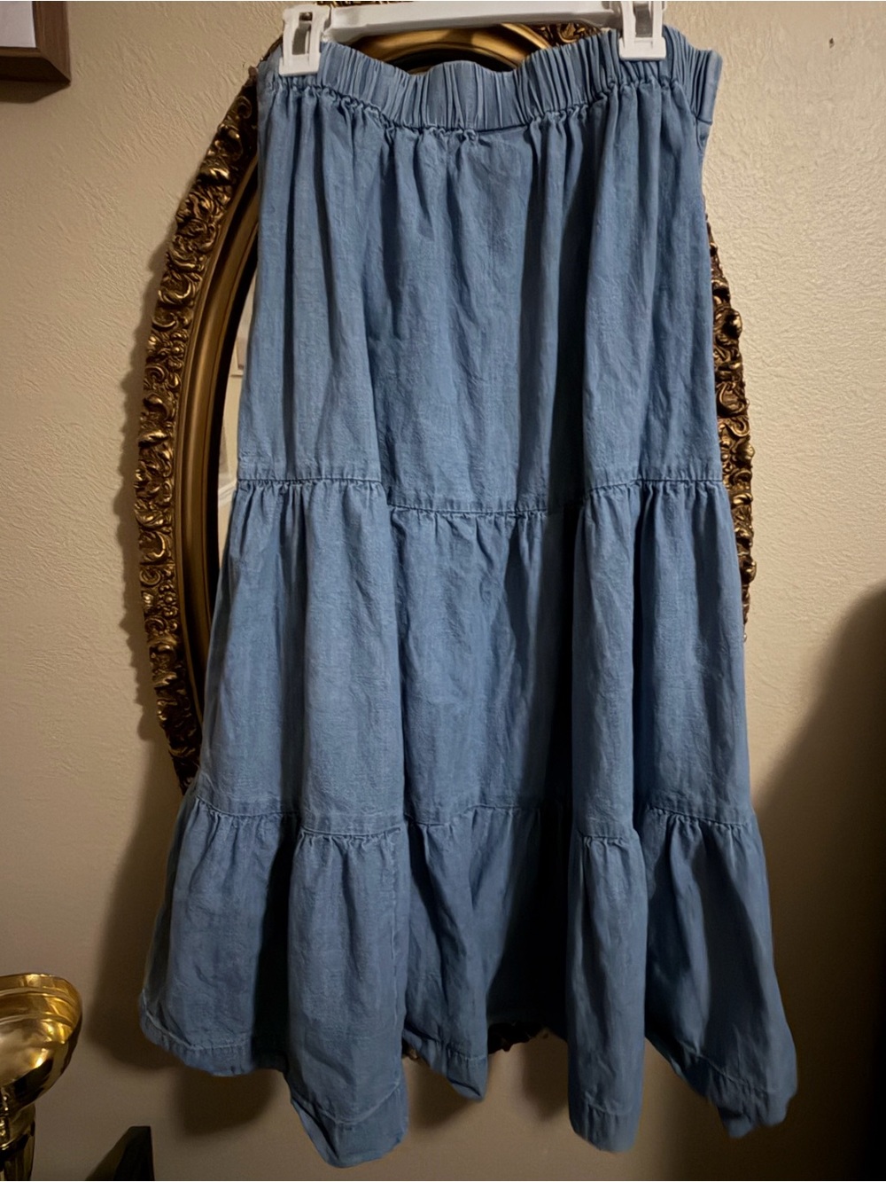 St. John's Bay Light Blue Tiered High-Low Maxi Skirt - Picture 2 of 6